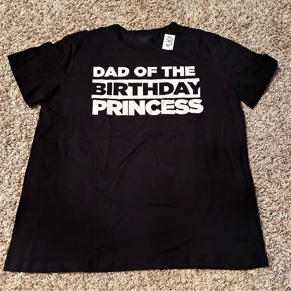 NWT - Place - Men's "Dad of the Birthday Princess"  Short Sleeve T- Shirt-Size L